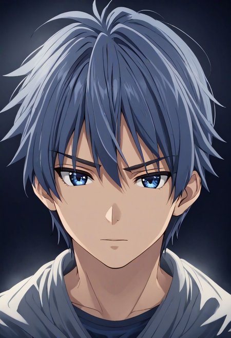 high resolution, solo, best quality, 1Boy, Tomoya Okazaki, Grey Blue Hair, cool, Mysterious black background, Movie lighting, a sense of atmosphere, OverallDetail