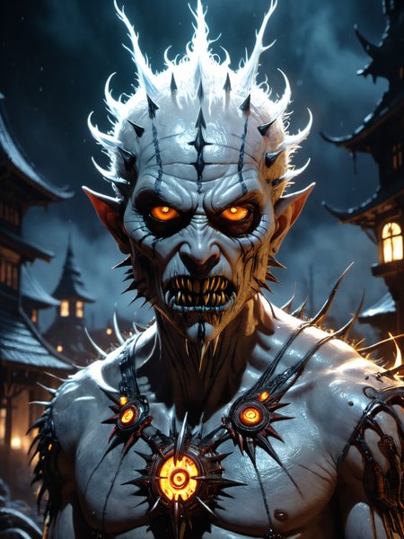breathtaking illustration in the style of gris grimly and clive barker and lars grant-west,sparks fear and imagination in the viewer,masterpiece,intricately detailed,awe inspiring, an evil torturer looking for prey at night, Ultra-HD-details, glow effects, godrays, Hand drawn, render, 8k, octane render, cinema 4d, blender, dark, atmospheric 4k ultra detailed, cinematic, Sharp focus, big depth of field, Masterpiece, colors, 3d octane render, 4k, concept art, trending on artstation, hyperrealistic, Vivid colors, extremely detailed CG unity 8k wallpaper, trending on CGSociety, Intricate, High Detail, dramatic