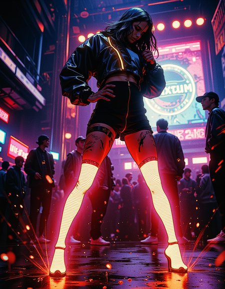 (detailed digital painting, detailed oil painting).

gloomy basement, lighted stage, a lot of young people around, underground culture, hip-hop dance battle, two girls on stage, old school hip-hop, authentic, expression, movement, sexy, expressive, depth of field, 85 mm lens, blurred background

Techwear fashion,  (neon_glowing_legwear:1.3), (chiaroscuro:1.3), (dynamic angle:1.3),(dynamic scene:1.3),(action packed:1.3), solo, (particles_and_sparks_in_air:1.3), <lora:DDR_Fashion:0.1>, AnalogRedmAF <lora:AnalogRedmondV2-Analog-AnalogRedmAF:0.1> , RAW photo, high quality, 35mm photograph, film grain intricate details, hyperdetailed, ultra detailed, extreme detailed, highest detailed, high_detail, colorful, beautiful, hdr, photorealistic, highres, ultra_high_res, photography, aesthetic, extremely_delicate, 27 year old woman on a cyberpunk boat, realistic,wide hips, best in show, award winning photography, cinematic, (pornographic:1.3) , high heels, solo, beautiful eyes, ankle bow, <lora:add-detail-xl:1> <lora:DetailedEyes_V3:1>, perfect eyes <lora:perfect-eyes:0.3>, (closed mouth:1.3), Futuristic, cyberpunk, urban, tactical, sleek, dark, highly detailed,,,,

 (Depth of field, beautiful bokeh).

mythp0rt, InCase Style.

nigiex.   
.  

 
Depth of field, masterpiece., Hasselblad 500C camera, 20mm medium-format film. full body. An otherworldly atmosphere, Mysticism.


