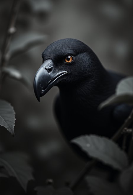 In this captivating image, a raven takes center stage. The bird's intense gaze pierces through the shadows, drawing the viewer into an ethereal world of wonder and intrigue. The artistic style of this piece can be traced back to the fusion of Matt Fraction's narrative-driven storytelling, Cleon Peterson's raw emotion, and the Mannerism movement's emphasis on form and composition. The stark contrast of black and white, coupled with the intricate texture of the raven's feathers, creates a visually striking image that evokes a sense of mystery and artistry. The side lighting, bokeh, and selective focus techniques further heighten the dreamlike quality of this photograph, transporting the viewer to a realm beyond reality. This image is a testament to the transformative power of art, showcasing the beauty that can emerge from the fusion of diverse influences and styles. ,<lora:aidmaHyperRealism-FLUX-V0.2.safetensors:1.0> ,