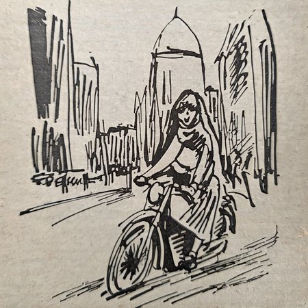drawix15 girl on a motorbike in the big city<lora:drawix15:1>