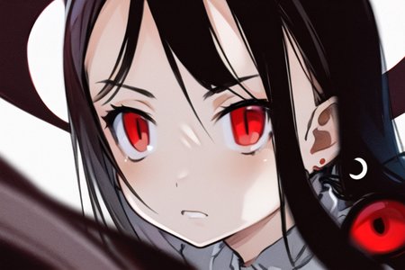 ((masterpiece)),(best quality), absurdres,sadako_yamamura,red eyes, white dress,<lora:Sadakobest:0.8>,<lora:hcutinConcept_18:0.8>,  a detailed character portrait hcutin, eyes close up, intense stare,