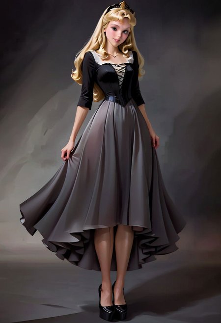 Aurora, 3d, casual-dress, lifting her dress