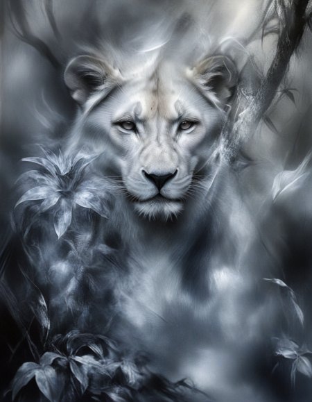novuschroma style jungle explorer in wispy vapor <lora:102_novuschroma_1:1>