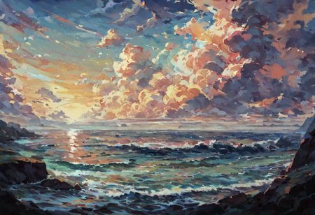 score_9, score_8_up, score_7_up, score_6_up, psychedelic, wallpaper, background, 8k, bokeh, minimalist, oil painting, flat, anime style
landscape, vibrant beach sunset, clouds, waves,