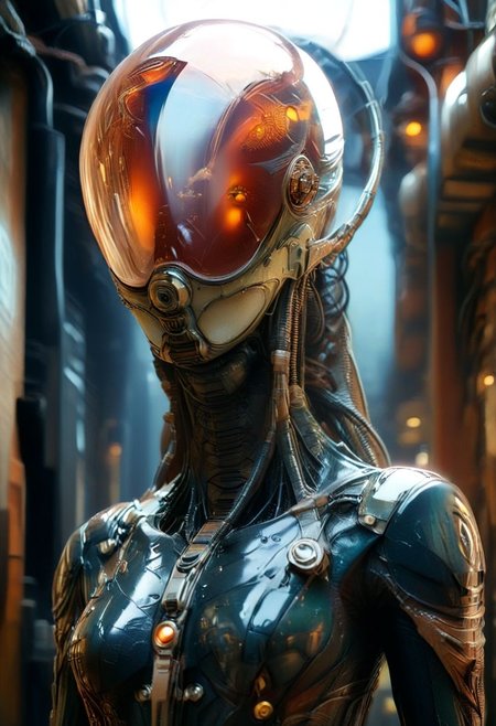 Create an image of an female Slender translucent dark-red artialien that looks like a secret agent on planet Earth. Long billowing Hair Made of cables and hoses, The alien is standing at a corner, peeking out curiously. It is wearing a vintage suit with a hat and tie. The colors of the image should be bleached, giving it a vintage look. The background is a downtown area on a sunny morning, with birds visible in the scene.
 volumetric lighting, atmospheric haze, Film grain, cinematic film still, shallow depth of field, highly detailed, high budget, cinemascope, moody, epic, OverallDetail, gorgeous, 2000s vintage RAW photo, photorealistic, candid camera, color graded cinematic, atmospheric lighting, skin pores, imperfections, natural, shallow dof,