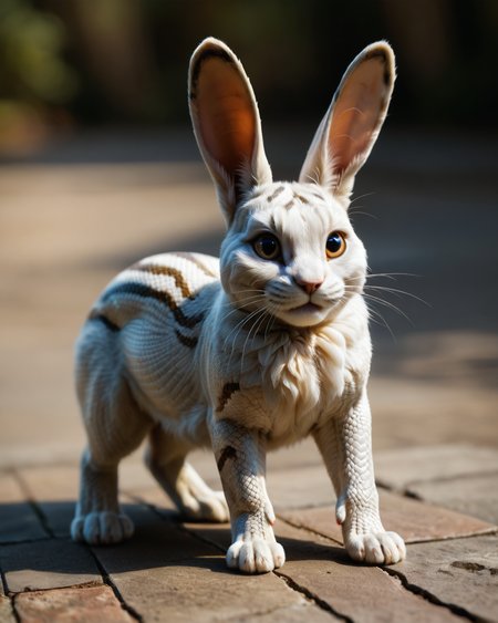 score_9, score_8_up, score_7_up, intricate details, rating_safe, <lora:SnakeSkinStyle:0.7>, 1boy(solo, feral furry, 
feral furry, rabbit with Jed-snkskn, snakeskin,
full body, looking at the viewer, solo, smiling), detailed background, depth of field, subsurface scattering, 
<lora:ral-chrosc-clr:0.3>, ral-chrosc-clr,
<lora:xl_more_art-full_v1:0.3>,
<lora:add-detail-xl:0.3>