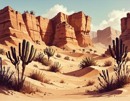 score_9, score_8_up, score_7_up,  <lora:Messy Sketch Style:1>, desert with dunes and cacti
