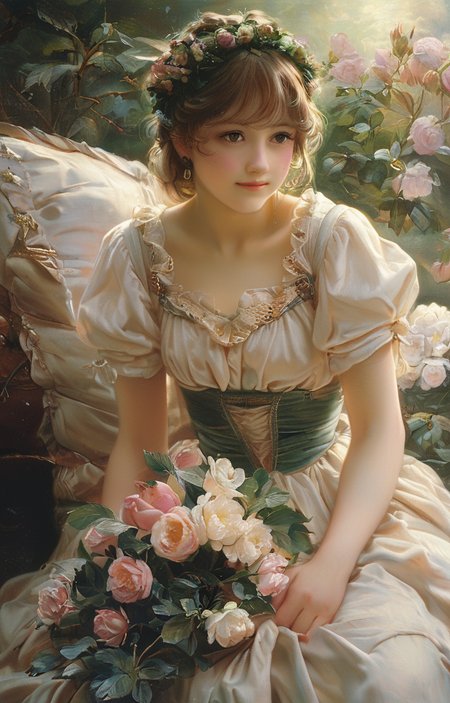 masterpiece,best quality,<lora:tbh240-sdxl:0.9>,illustration,style of Fritz Zuber-Buhler, portrait of idolmaster cinderella girls,