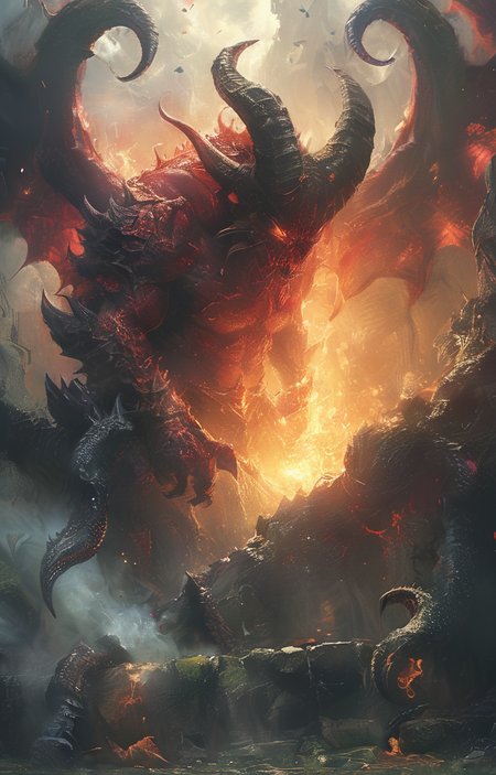 masterpiece,best quality,<lora:tbh258-sdxl:0.9>,illustration,style of diablo,monster, demon wings, demon tail, demon horns,  A bottle of perfume in garden