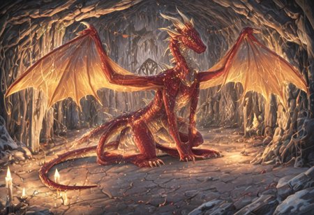 Dragon in Christmas cave, cave, festive cave, Christmas decorations, Christmas lights
(((Sparkling, Sparkly))) glowing dragon, christmas dragon, dragon wrapped in Christmas lights, glowing matrix, glowing Christmas lights, hyper realistic, photorealistic, HD, High detail, High detail eyes, high detail face, wings, glowing wings, light scales, glowing Christmas lights on wings, glowing light scales, tail, tail wrapped in Christmas lights, four legs, 
BREAK 
Snowy background