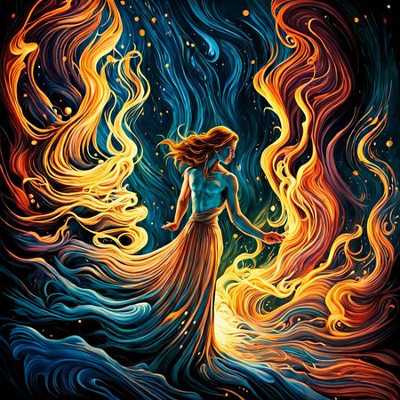(masterpiece, best quality:1.4), light painting, (long exposure:1.2),dynamic streaks, luminous trails, vibrant colors, fluid movement, captivating patterns, creative experimentation,(1girl),(highest detailed),(cowboy shot:1.2),dynamic pose by dnmumfrd <lora:dan_mumford_v09:1.7>, Crystal Caverns . Majestic underground city carved from stunning natural crystal formations, translucent spires, glittering architecture, Heroic Realist sculpture  . Figures with idealized musculature posing dynamically, celebrating ideals of mass utopian culture, Kinetic sculpture  . Moving parts, plays of light, floating shapes, real motion that transforms itself, horror-themed  . eerie, unsettling, dark, spooky, suspenseful, grim, highly detailed, tilt-shift photo of  . Selective focus, miniature effect, blurred background, highly detailed, vibrant, perspective control, Art nouveau style . Ornate organic pattern, floral motifs, curving lines, elegant decoration, gold accents