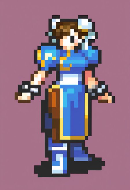 masterpiece, best quality, solo, 1girl,  <lora:FEGBA-Sprites-illus_Fp:1>, simple background, pixel art, full body, chun-li,