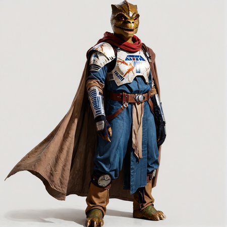 score_9,score_8,score_7,source_furry,
<solo:1.5>,
 trandoshan, trandoshan _starwars, alien,
trandoshan_starwars, alien, trandoshan, trandoshan _starwars, cape, full body, scales, no humans, teeth, armor, red eyes, belt, robe, gloves, cape, white background, gloves, simple background, alien, male focus, monster, armor, red eyes, elbow gloves,
 <lora:Trandoshan_Star_Wars_V2:1> trandoshan_starwars,