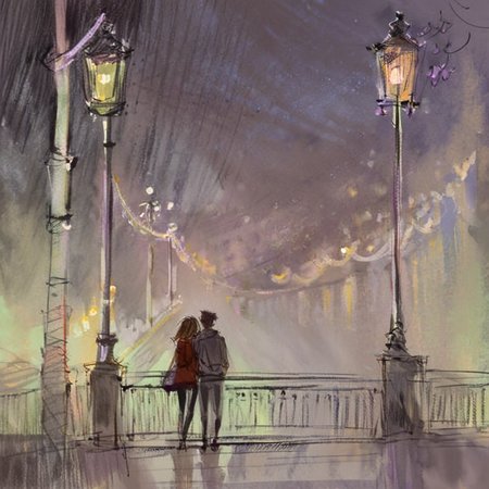drawix16 lovers on the bridge<lora:drawix16:1>
