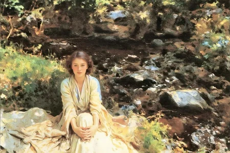 johnsingersargent3 painting
A young woman sits beside a stream, wearing a light, flowing garment. Her hands are clasped together around her knees. The background includes rocks, foliage, and a flowing stream. <lora:johnsingersargent3_cap_d8a4e12:1.0><lora:859960564770725910:0>