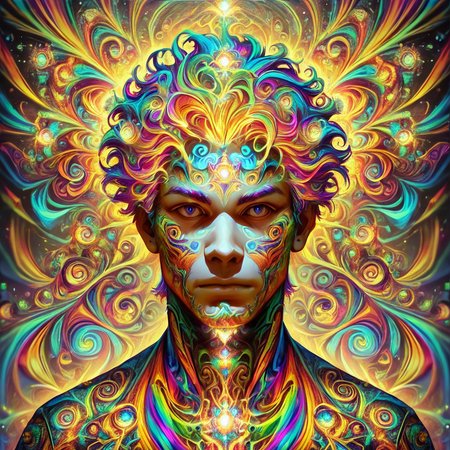 masterpiece,score_9,score_8_up,score_7_up,
psychedelicdream, 1boy,solo,portrait, colorful,glow,
, <lora:PsychedelicDream-pony-8:0.8>,