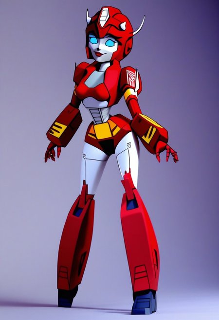 robot planet in space
score_8_up <lora:Transformers 86 FT-000005:1> 1female, autobot, female, all red body, red legs, red head, red armour, small body, petite body, slender form, full body, slim body, slim waist, round large eyes, blue eyes,  short legs, small heads, small horns protruding from head, , female lips, happy expression, smiling, curvy limbs, medium robot breasts (nipples), camel toe, (shortstack:0.5)
