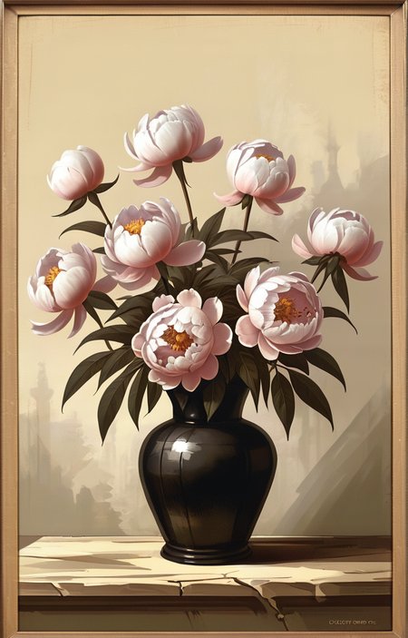 masterpiece,best quality,<lora:tbh2-sdxl:0.9>,illustration, decaying peonies
