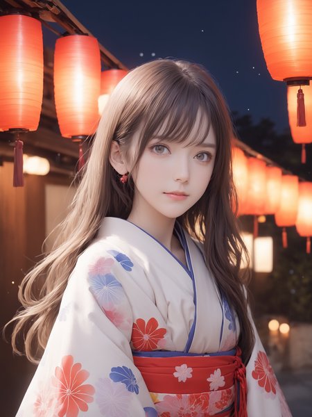 a girl wearing kimono,furisode, obi, chikake, hood,   sash,1girl,
face focus, cute, masterpiece, best quality, , long hair, 
 looking at viewer, upper body,  outdoors, night,  
<lora:PrgXL_V1:0.75>