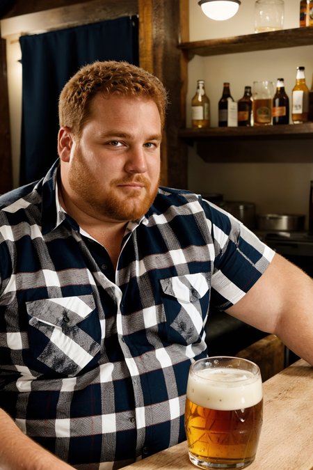 dg_Tuck, handsome man sitting in a pub, plaid shirt, beer <lora:dg_Tuck_v1:1>  <lora:weight_slider_v2:1>
