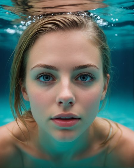 <lora:Ashlynn_Spektre_XL:1> ashlynn_spektre_xl, Underwater scene. (beautiful girl swimming in the water:1.3). Perfect eyes, highly detailed beautiful expressive eyes, detailed eyes. Clean pure face. Perfect symmetrical breasts. (8k, RAW photo, best quality, depth of field, ultra high res:1.2). 35mm photograph, film, professional, highly detailed dynamic lighting, photorealistic, vivid colors, Realistic.