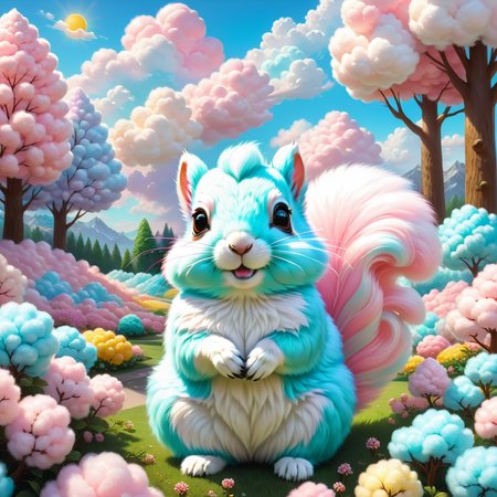 cotton candy squirrel, cotton candy world, colorful pastel colors, fluffy cotton candy clouds, cotton candy flowers, cotton candy trees, cotton candy sun, cotton candy grass

extremely detailed, intricate details, 

cinematic lighting, sunlight, volumetric, 

masterpiece, best quality, high resolution, 