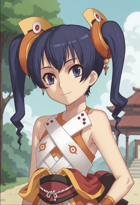 score_9, score_8_up, score_7_up, score_6_up, score_5_up, score_4_up , anime coloring ,BREAK source_anime, anime,screencap,
1girl, solo, coconab, hair ornament, japanese clothes, wrist cuffs, <lora:PonyXL CoconaB  V1:1>
outdoors, upper body, 
smile, looking at viewer,