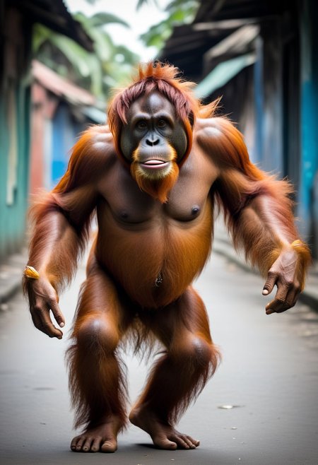 artrngtn, sumatran orangutan  male in the style of street photography