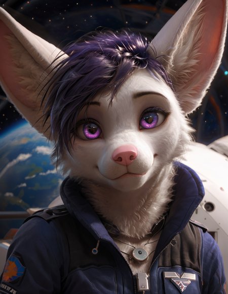score_9, score_8_up, score_7_up, BREAK rating_safe,  detailed, cinematic lighting, hdr, particles, masterpiece, best quality, ultra realistic, 4k, 2k, film photography, RAW photo, photorealistic, analog style, subsurface scattering, photorealism, fluffy fur, detailed fur, <lora:add-detail-xl:3.0>, <lora:2.5DRealisticV2.safetensors:0.25>, <lora:sinfully_stylish_SDXL.safetensors:1.0>,  <lora:AdvancedEnhancerXLv2.safetensors:1.0>, dutch angle, (space station, space ship, the orbital station, display, detailed background:1.1), <lora:Adra_Tiddles.safetensors:0.9> adra_tiddles, anthro, 1girl, clothing, solo, furry female, furry, mammal, body fur, fur, animal ears, hi res, hair, clothed, short hair, fox, animal nose, black jacket, smug, (full face, close up:1.15), closed mouth