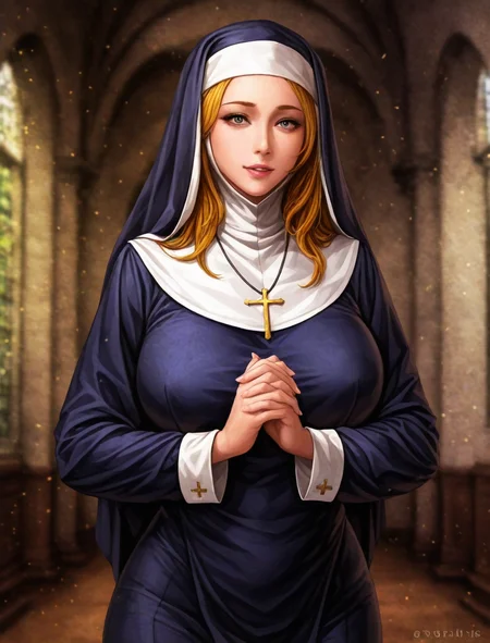 <lora:nobuyabo-style_XL_illustrious-noob_v1:1>nobuyabo style,1girl, nun, best quality, masterpiece, high quality,newest, absurdres, highres,incredibly absurdres ,<lora:NoobV065sHyperDmd:1>
