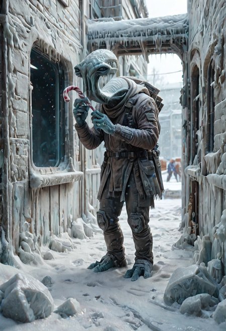 score_9, score_8_up, score_7_up,
masterpiece, extremely detailed,
Cinematic still, ithorian hammerhead alien, holding a candy cane,  dynamic pose, in a space station, outside window, fr0stwrld, snow, ice