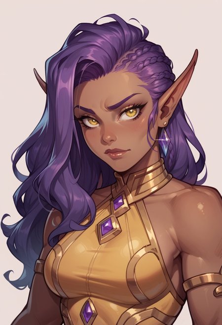 score_9, score_8_up, score_7_up, score_6_up, BREAK
portrait, dark skin, earring, elaishasorn-dh, long hair, medium breasts, pointy ears, purple hair, yellow eyes, sexy leotard, jewelry <lora:Elaisha_Sorn_Subverse:1.0>