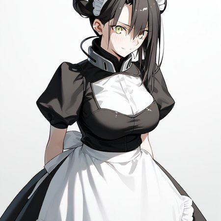 <lora:Takeuchi_Takashi_PonyXL_style_v01:1>
<lora:agent.pony:1>
score_9 , score_8_up , score_7_up , source_anime , 
masterpiece , best quality , ultra-detailed , 
BREAK
agent \(girls' frontline\), maid
1girl , woman , huge breasts , light smile , light blush , ((medusa (fate)):0.5)  , 
long black hair  , maid dress ,  
arms behind back