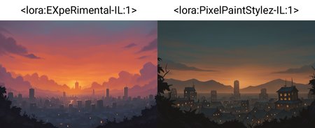 very awa, masterpiece, best quality, hightres, absurdres, pixelPaint, scenery, no humans, summer, cityscape, evening,  sunset, <lora:EXpeRimental-IL:1>