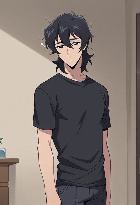 masterpiece,best quality,amazing quality, source_anime, 
keithvld, 1boy, male focus, solo, black eyes, black hair, shirt, black shirt, messy hair, sleepy,