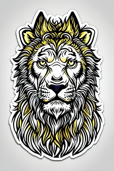 leo animal ((stickers)) retro (high quality) <lora:stickersAnimeStyle_v10:0.6>, closeup