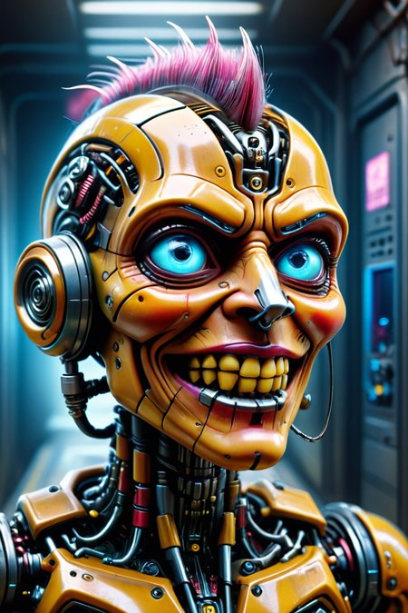 RAW photo of a <lora:madpunk:0.8> madpunk <lora:just_another_Cyborg_LoRa_SDXL:0.8> c1bo cyborg (Winking playfully, cheeky expression) at a Underground data vault with biometric security, super detail, ultra-realism, <lora:xl_more_art-full_v1:0.3>, <lora:fracolor:0.7> fracolor  ,  <lora:quality1:0.6>,  <lora:Colorful_Plastic_SDXL:0.6> ais-colorfulplastic