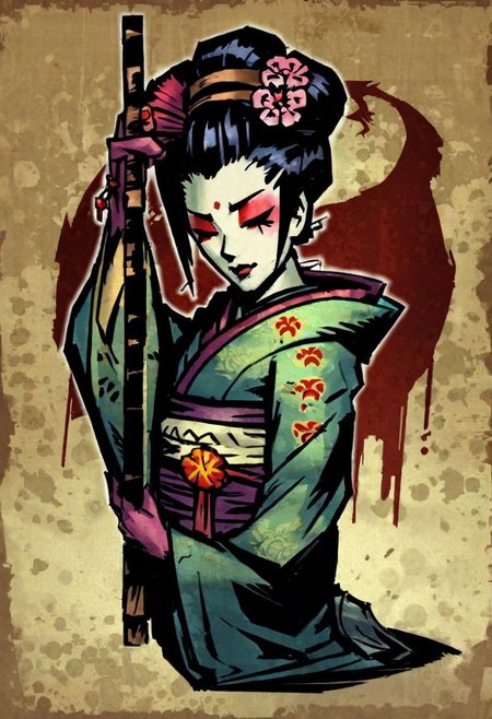 comicish artwork in dgst artstyle, geisha