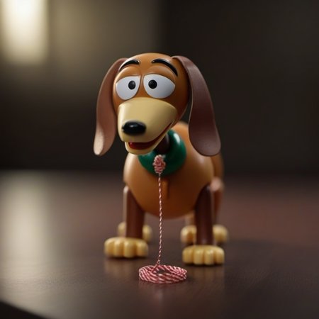 cinematic photo a toy dog with a spring body  with a string<lora:SlinkyDog1024:0.8> . 35mm photograph, film, bokeh, professional, 4k, highly detailed
