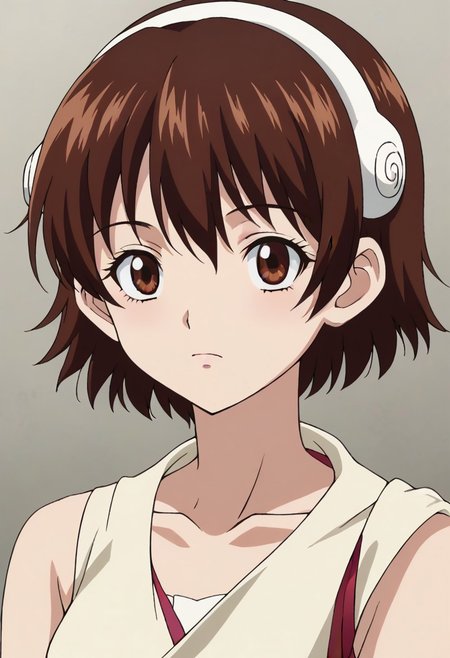 <lora:SlimesYuzuriha:1>, slimes_yuzuriha, woman, solo,short hair,brown hair,brown eyes,