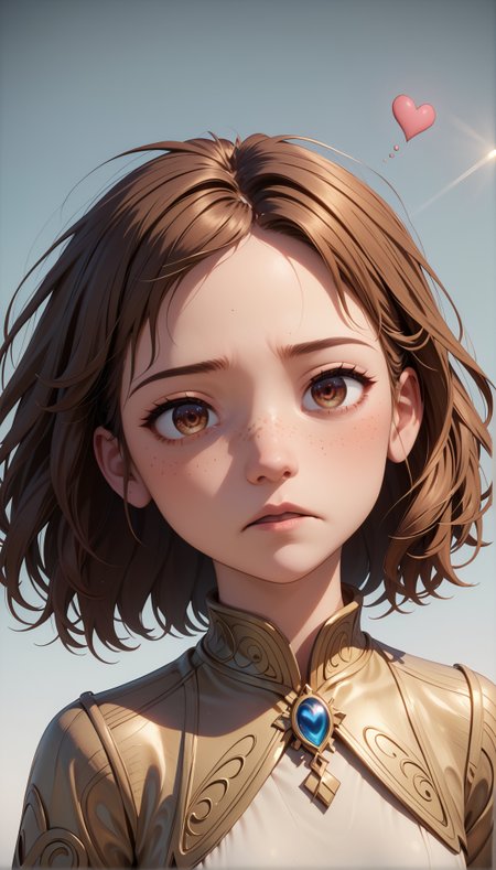 score_9, score_8_up, score_7_up,masterpiece,best quality,high quality,rating_safe,sfw,anime artwork,cinematic,very aesthetic,natural lighting,3d cartoon, 1girl french,hazel eyes,solo, (((young adult)),older),hand shaking with a man,pain, sleepy, long brown hair, pony tail hairstyle,jumpsuit,small breasts, detailed skin,intricate skin details, freckles:1.5, sideways, face, heart background, warm golden hour lighting, detail shadow, detailed skin texture, natural skin, clean skin pores, highly detailed iris, highly detailed skin texture, perfect eyes,intricate details,extremely detailed, highly detailed, detailed,absurdres,Hires