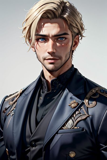 Master piece, highest quality, highest possible OverallDetail, semirealistic,  blue eyes,
Create an elder of a cultivator sect.
The character looks like he is in his late twenties or early thirties. He is handsome.
He has blond styled hair. 
His eyes are blue. Detailed face.