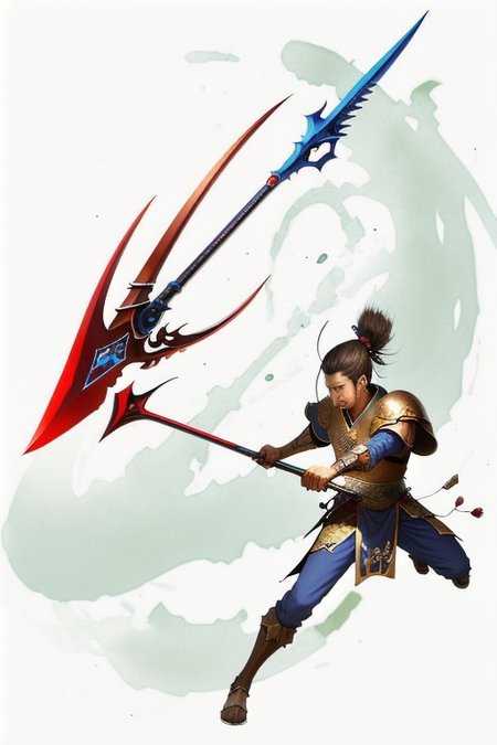 Shengbiao, A type of Chinese halberd, halberd, chinese weapon, that featured a hook at the end of the blade, medieval looking weapon, 1 halberd,