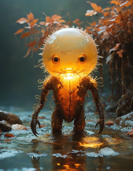 a bioengineered creature with glowing bioluminescent patterns, blending organic and technological elements,  perfect, rusty, sparkling, by Jean-Baptiste Monge, Andy Goldsworthy, by Studio Ghibli, Light Blush hue, highly dramatic lighting

<lora:xl_more_art-full_v1:0.5>  <lora:MJ52:0.5>