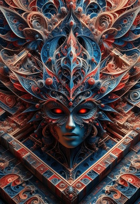 photo of a paisley pattern, boteh, paisley, navy blue, madder red, almond, entwined paislies, official art, aesthetic, dynamic angle, hyper detailed, order and chaos, dark colors, (extremely detailed, intricate details, masterpiece, best quality, 8k wallpaper:1.4), dramatic lighting, (dark blue and madder red palette:1.2), twisting paisley