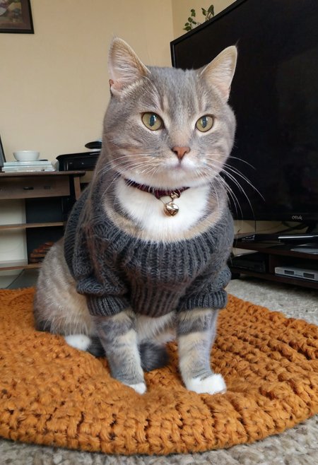 realistic photo, (sharp focus, highly detailed, 4k, 8k, best quality, masterpiece, ultra highres:1)m <lora:fpz:0.88>, fpz, 1cat, cat, wearing a turtleneck sweater, wearing yoga pants