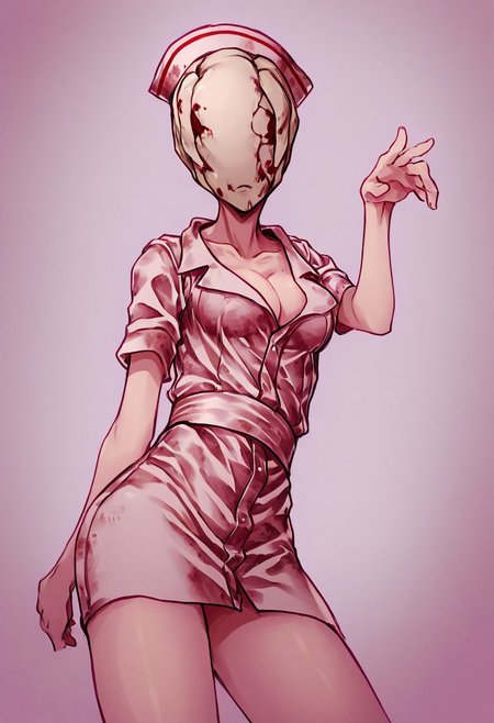 score_9, score_8_up, score_7_up, score_6_up, score_5_up, score_4_up, source_anime, solo, 1girl, 
bubble_head_nurse_\(silent_hill\), blhdnrse, 
masterpiece, best quality, very aesthetic, absurdres,
