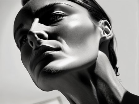 a picture low angle (woman:1.6) bust by GigaChad