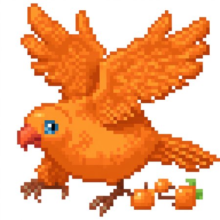 pixel, simple background, white background, orange pigeon, bird, wings